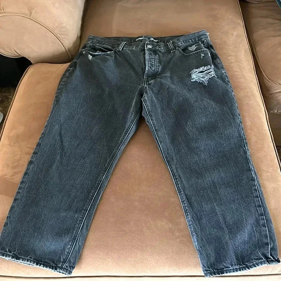 Old Navy High Rise Slouchy Straight Black denim Jeans - Picture 1 of 6